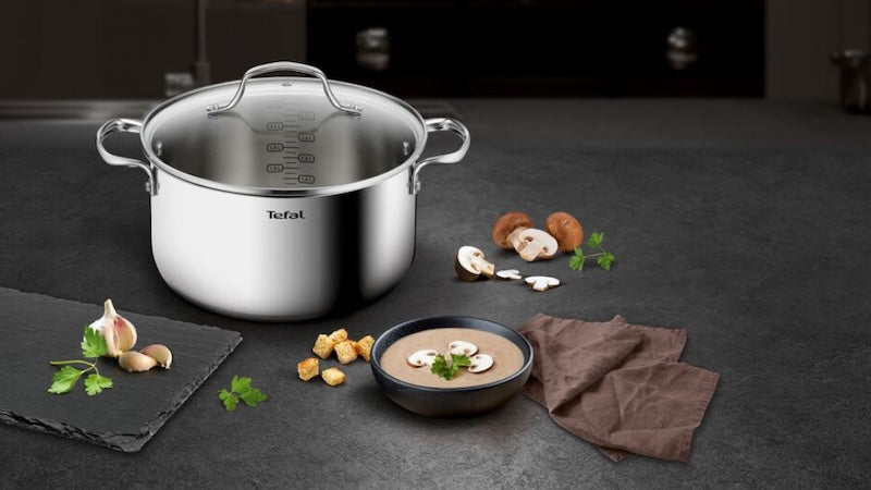 Tefal Infinite 4-Piece Stainless Steel Pot Set with Glass Lids (20/24 cm)