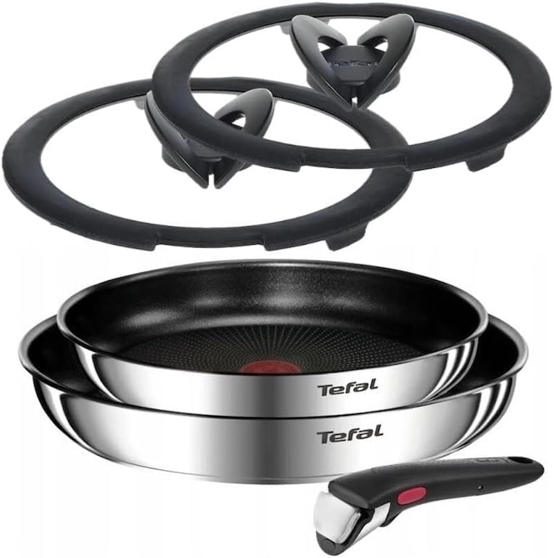 Tefal Ingenio Emotion Pfannenset 5-teilig mit Glasdeckeln und abnehmbarem Griff (24/28 cm)