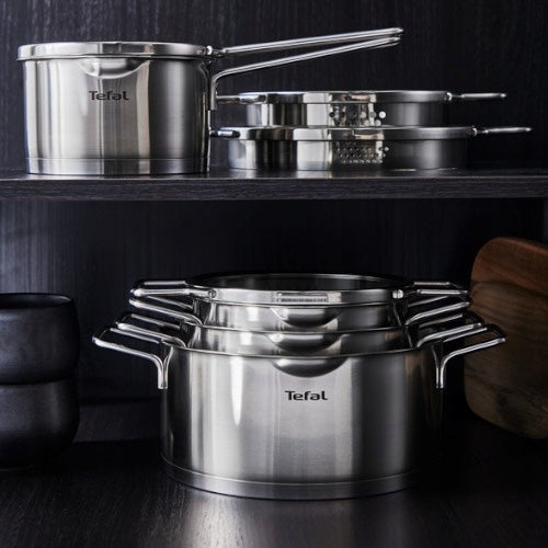 Tefal Nordica Edelstahl-Topfset 10-teilig mit Glasdeckeln