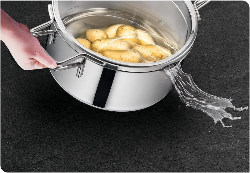 Tefal Nordica — 8 dalių nerūdijančio plieno puodų rinkinys su stikliniais dangčiais