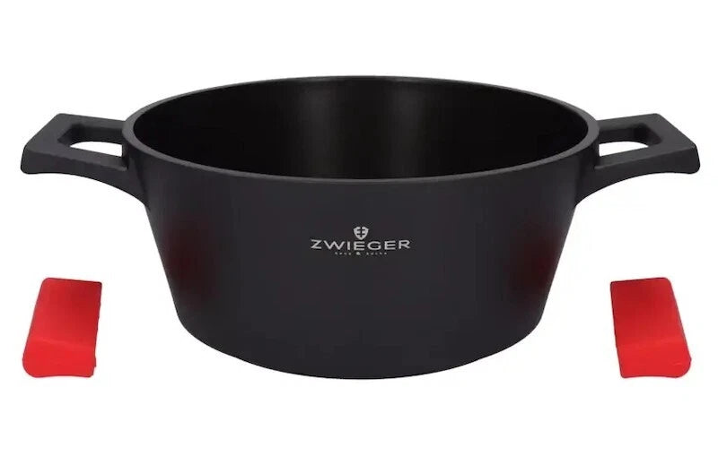 Zwieger Obsidian Topf- und Pfannenset 12-teilig aus Aluminiumdruckguss mit Glasdeckeln