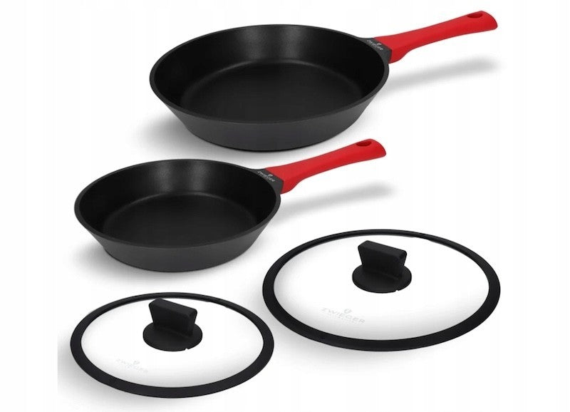 Zwieger Obsidian 4-piece frying pan set with glass lids