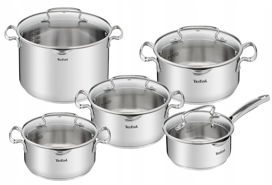 Tefal Duetto+ 10-piece pot set with glass lids