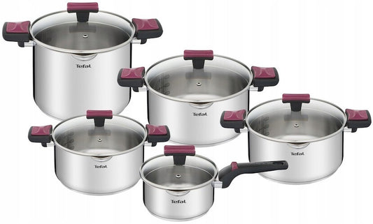 Tefal Cook & Clip 10-piece pot set with glass lids