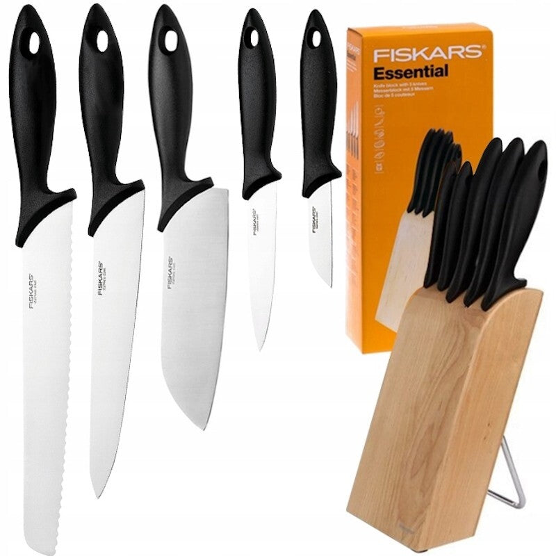 Fiskars Essential knife block with 5 knives